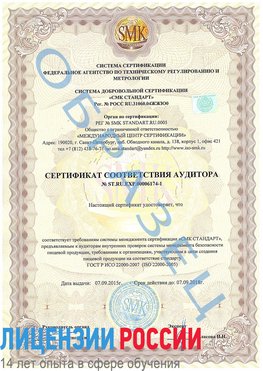 Образец сертификата соответствия аудитора №ST.RU.EXP.00006174-1 Дудинка Сертификат ISO 22000